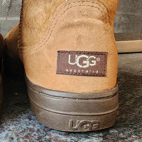UGG Brown Suede Leather Ultra Tall Braided Back Boots Size 8 - Picture 13 of 16